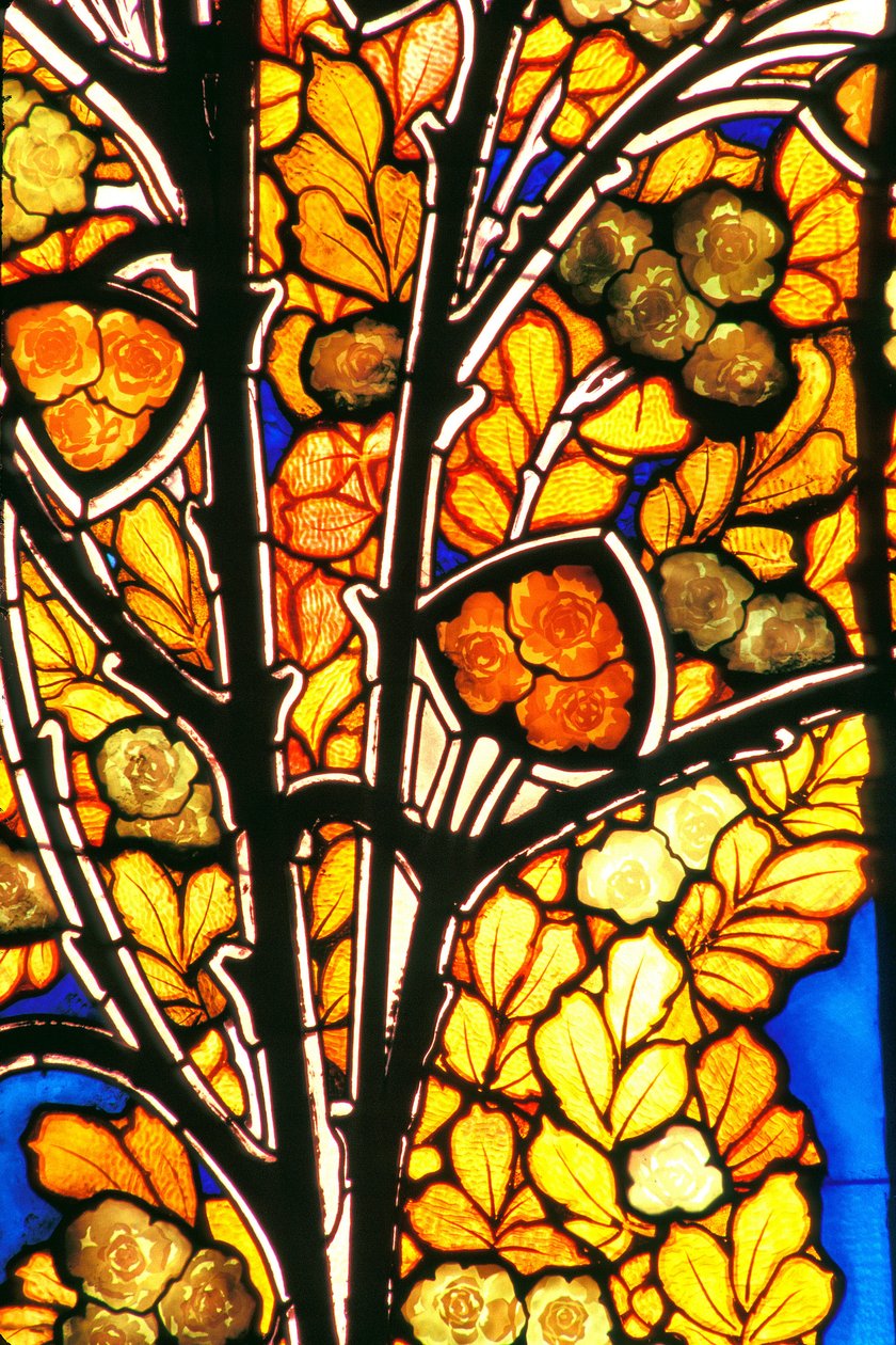 Nancy (avdeling 54), jugendstil, Hotel Bergeret, Glassmaleri av Jacques Gruber (1870-1936) "" roser & måker"" av Jacques Gruber