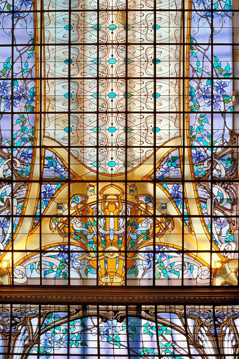 Nancy (avdeling 54), Art Nouveau, "" La verriere aux Clematites "" (1901), Glassmaleri av Jacques Grube (1870-1936), på Credit Lyonnais, rue St Georges av Jacques Gruber