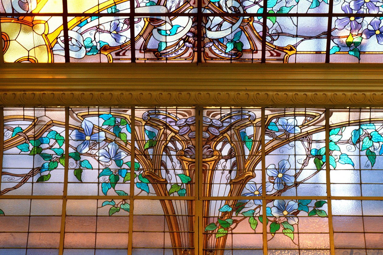 Nancy (avdeling 54), jugendstil, "" La verriere aux Clematites"" (1901), Glassmaleri av Jacques Gruber (1870-1936) av Jacques Gruber