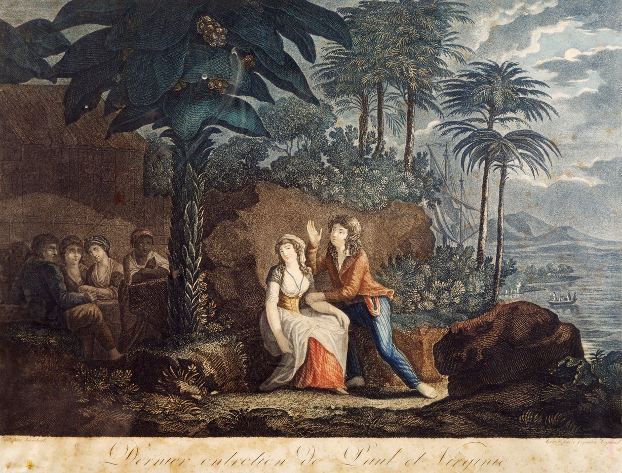 Paul og Virginia, illustrasjon for roman av Jacques-Henri Bernardin de Saint-Pierre (1737-1814) av Jacques Henri Bernardin de Saint Pierre