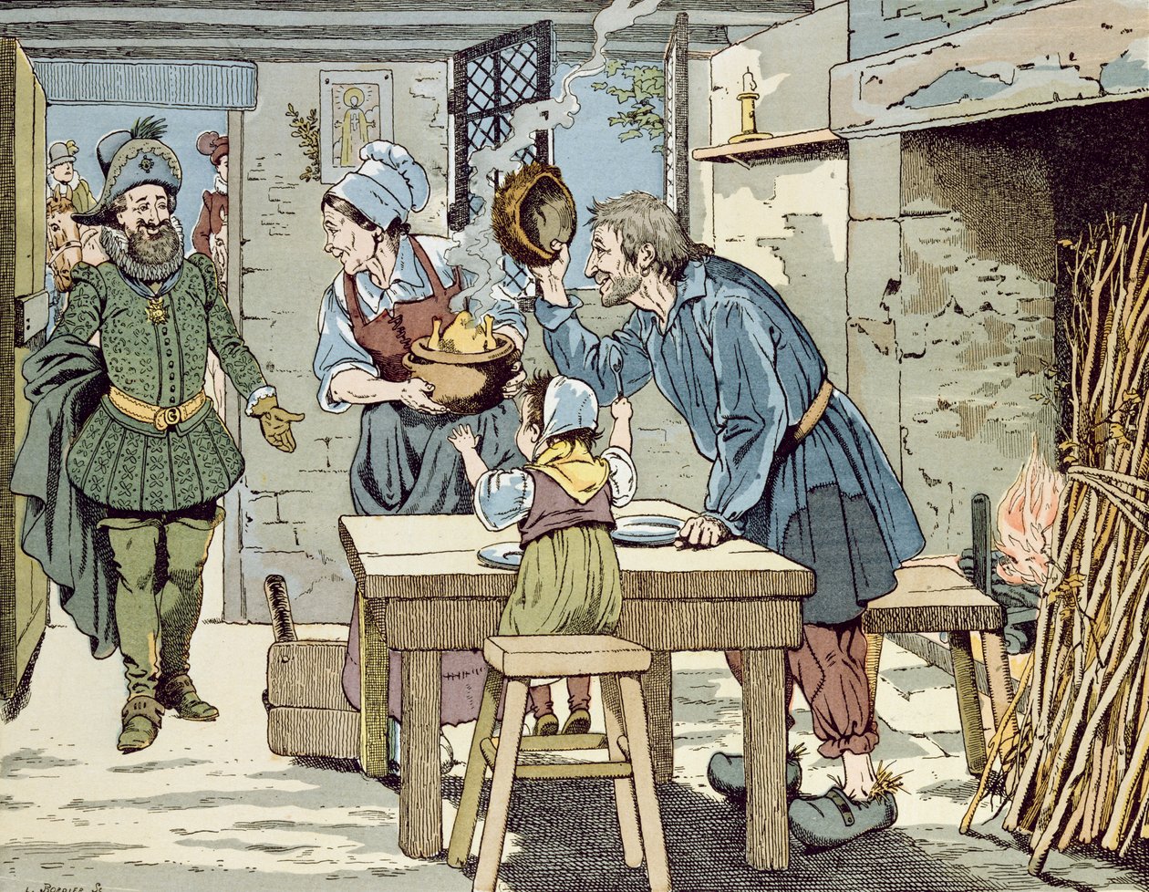 Henri IV, de fattiges konge som vil at alle hans undersåtter skal ha en kylling til søndagsmiddag, ca. 1900 av Jacques Marie Gaston Onfray de Breville (Job)