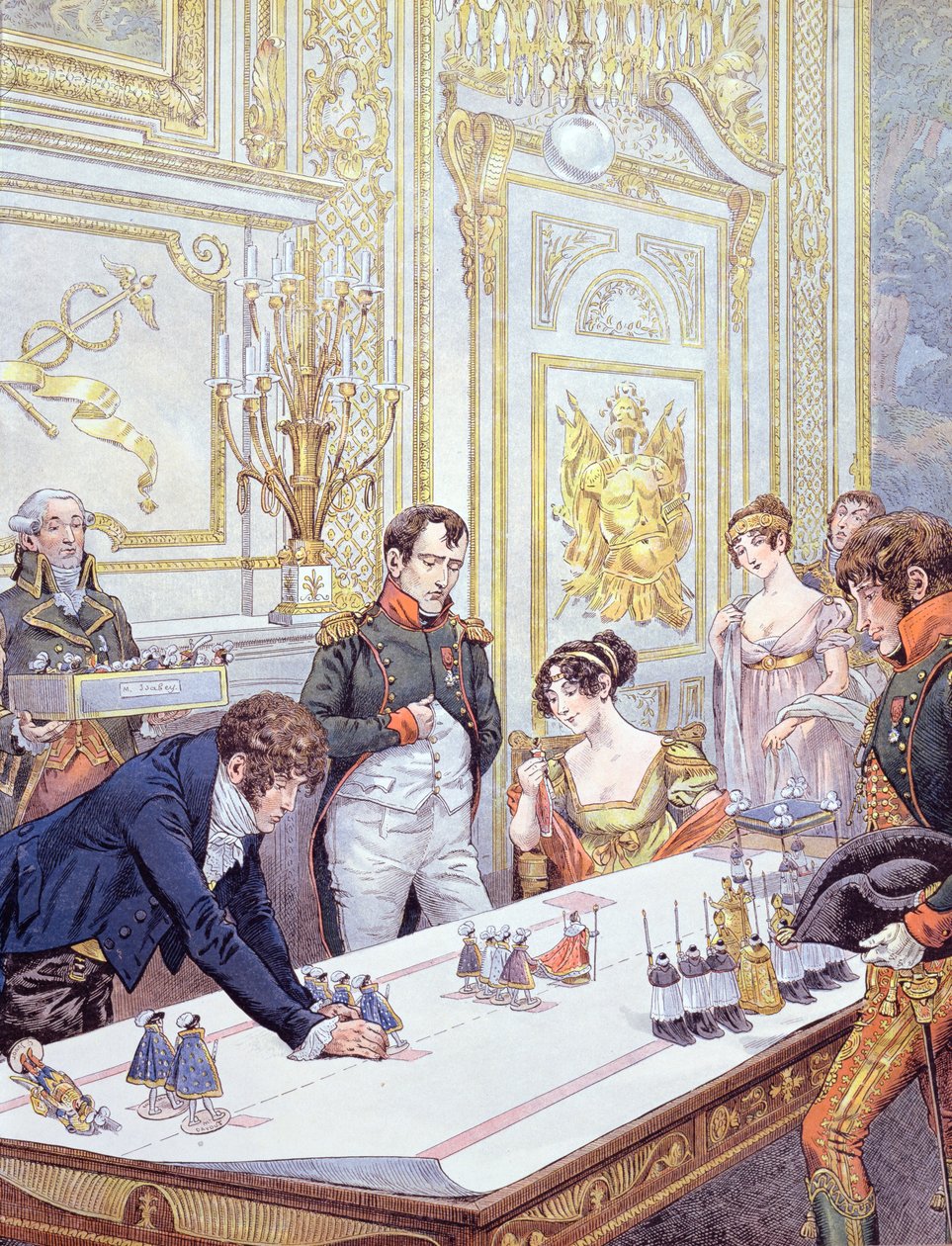 Napoleon (1769-1821) og hans kone Josephine (1763-1814) Forbereder kroningen, illustrasjon fra 