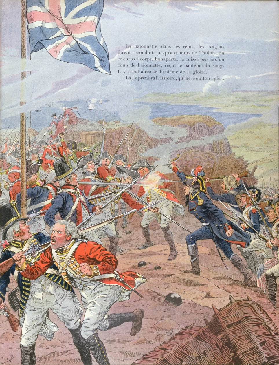 Napoleon (1769-1821) ved beleiringen av Toulon, 17. desember 1793, illustrasjon fra 