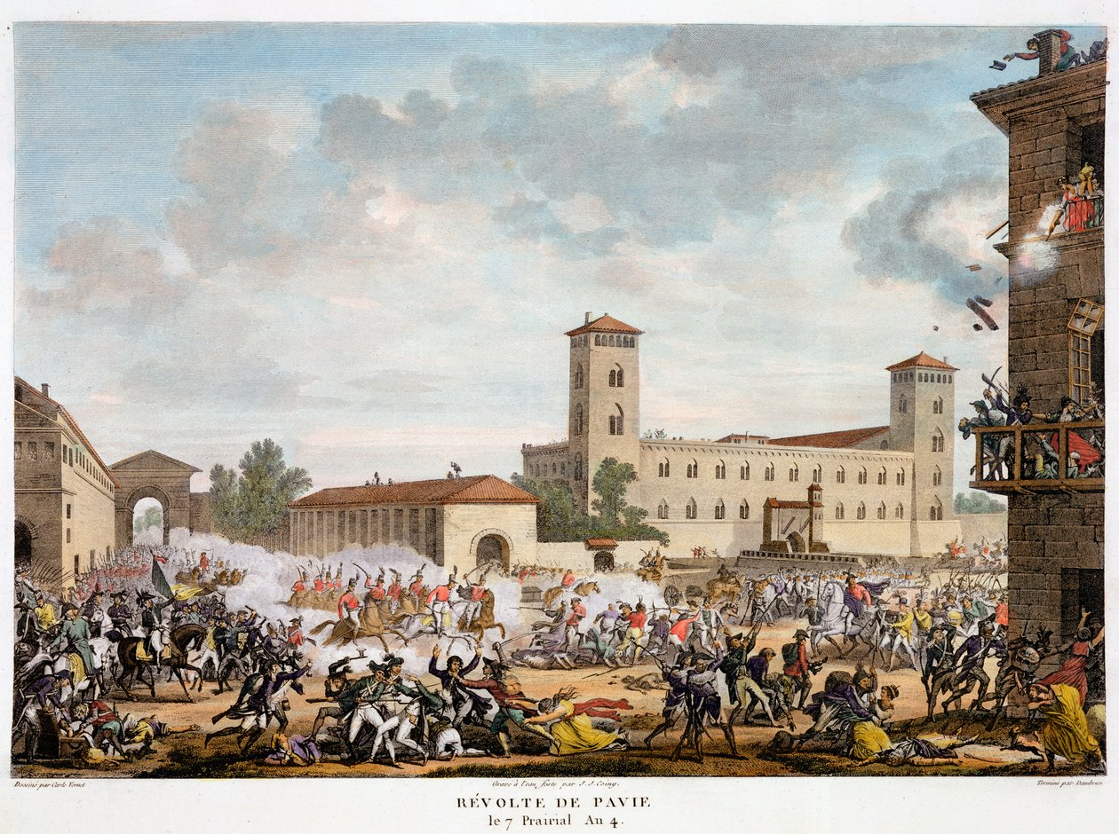 Opprør i Pavia, Italia 7. Prairial, år 4. mai 1796. av Jacques Joseph Coiny