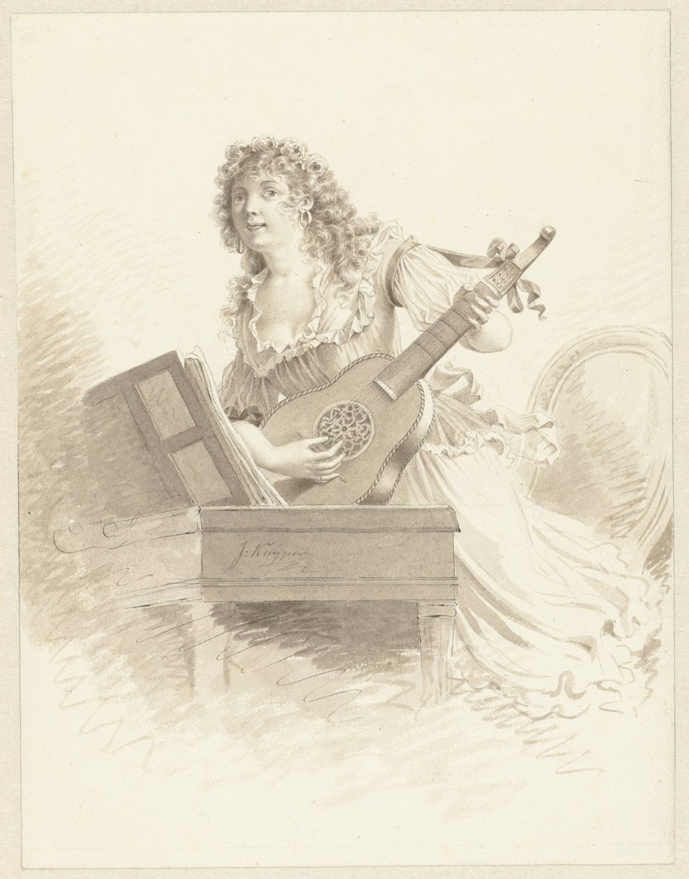 Dame spiller gitar Dame med gitar av Jacques Kuyper