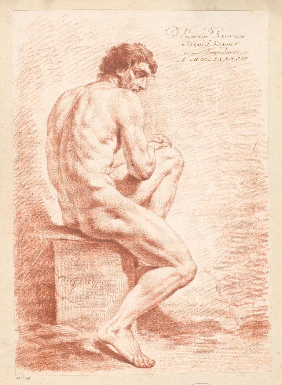 Sittende naken mann, sett bakfra (1. premie 1783) av Jacques Kuyper