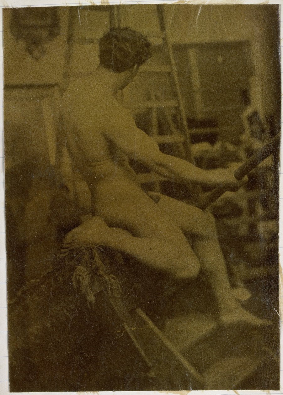 Studie av en mannlig nakenmodell, sett fra baksiden, i studioet til Jacques de Lalaing av Jacques Lalaing (attributed to)