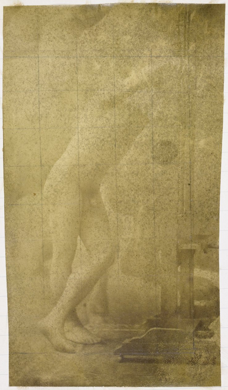 Studie av en mannlig nakenmodell, stående og lent mot et staffeli, i studioet til Jacques de Lalaing av Jacques Lalaing (attributed to)