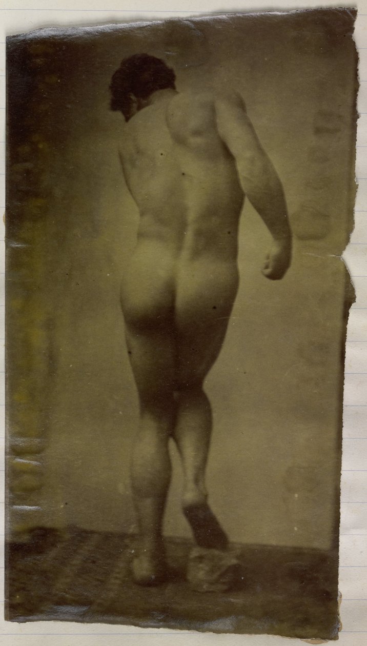 Studie av en mannlig nakenmodell, stående og sett fra baksiden, i studioet til Jacques de Lalaing av Jacques Lalaing (attributed to)
