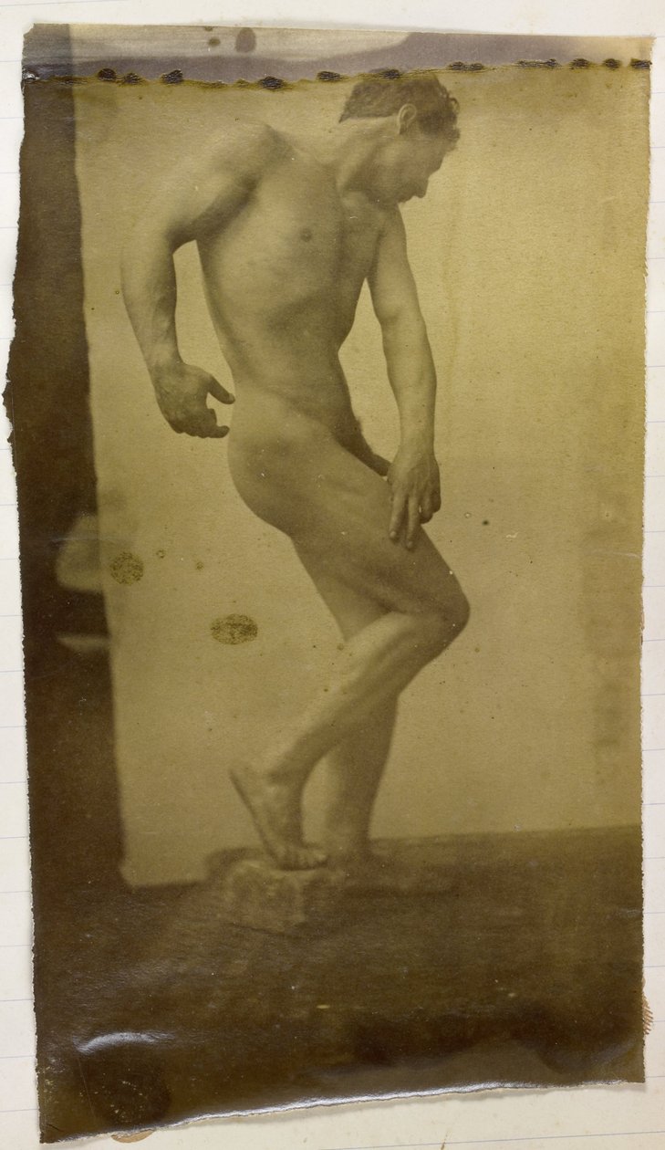 Studie av en mannlig nakenmodell, stående og sett fra siden, i studioet til Jacques de Lalaing av Jacques Lalaing (attributed to)