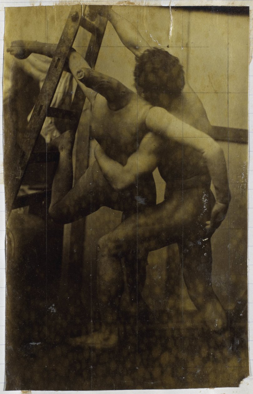 Studie av en mannlig nakenmodell som bryter med en dukke, i studioet til Jacques de Lalaing av Jacques Lalaing (attributed to)