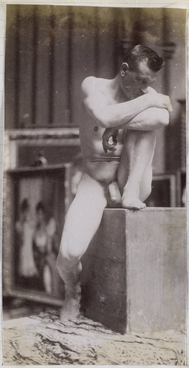 Studie av en sittende mannlig nakenmodell i studioet til Jacques de Lalaing av Jacques Lalaing (attributed to)