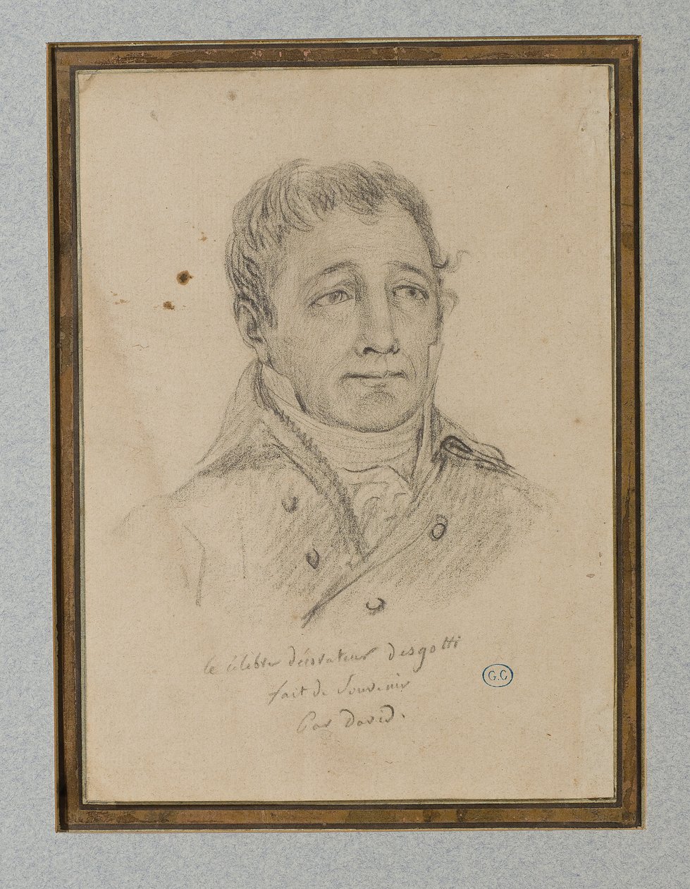 Portrett av Ignace-Eugène-Marie Degotti, ca. 1815-25 (kritt på lysebrunt papir) av Jacques Louis (workshop of) David