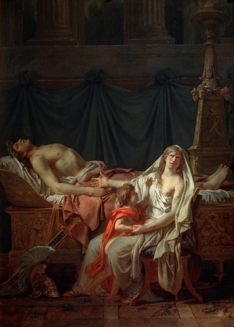 Andromache sørger over Hector, 1783. av Jacques Louis David