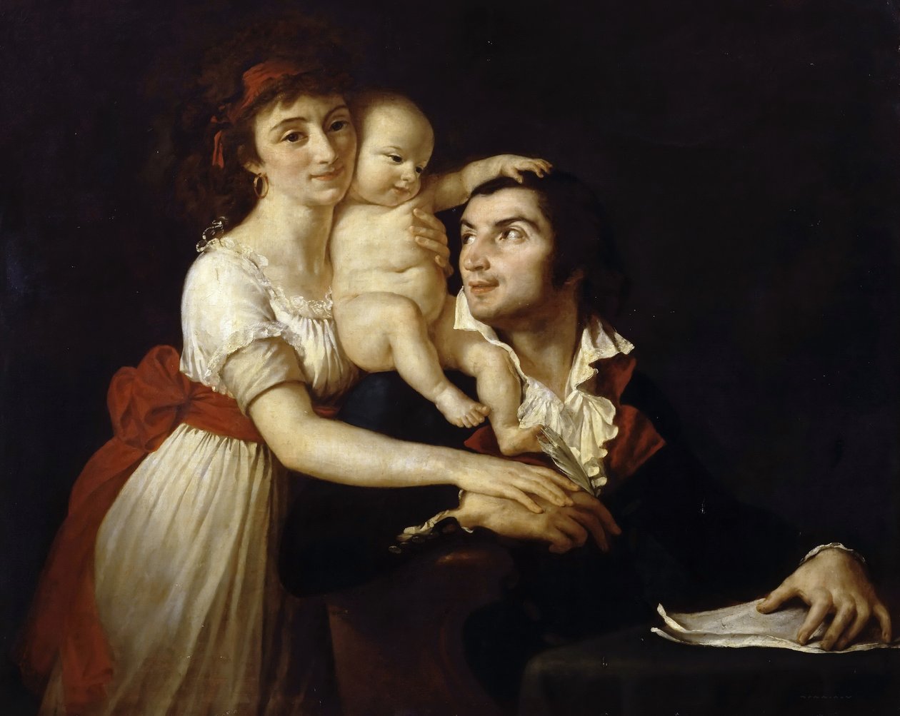 Camille Desmoulins med kona Lucile og barn av Jacques Louis David