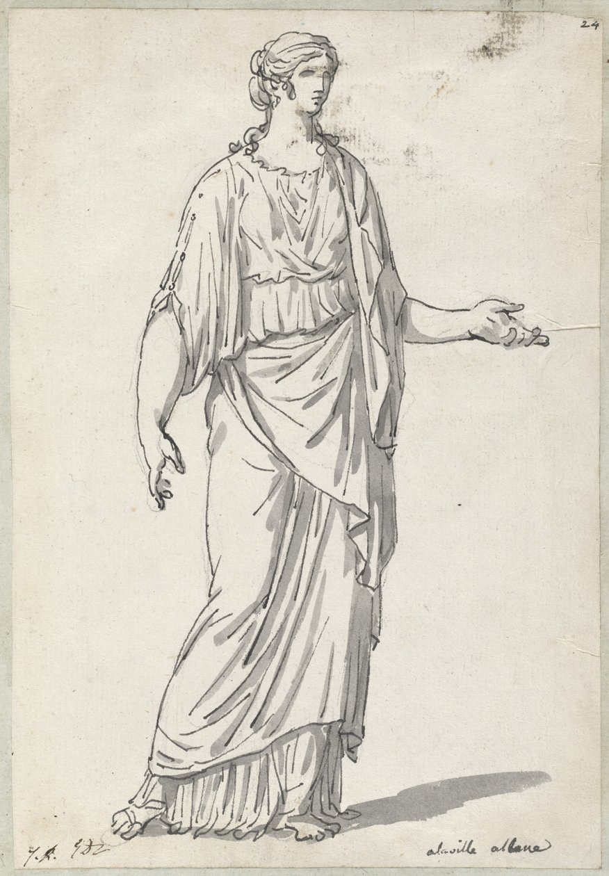 Klassisk skulptur av en kvinne med en utstrakt arm av Jacques Louis David