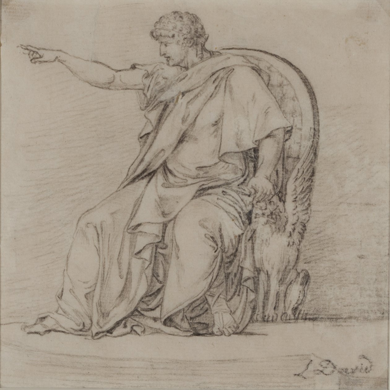 Drapert figur, sent på 1700-tallet (blyant på papir) av Jacques Louis David