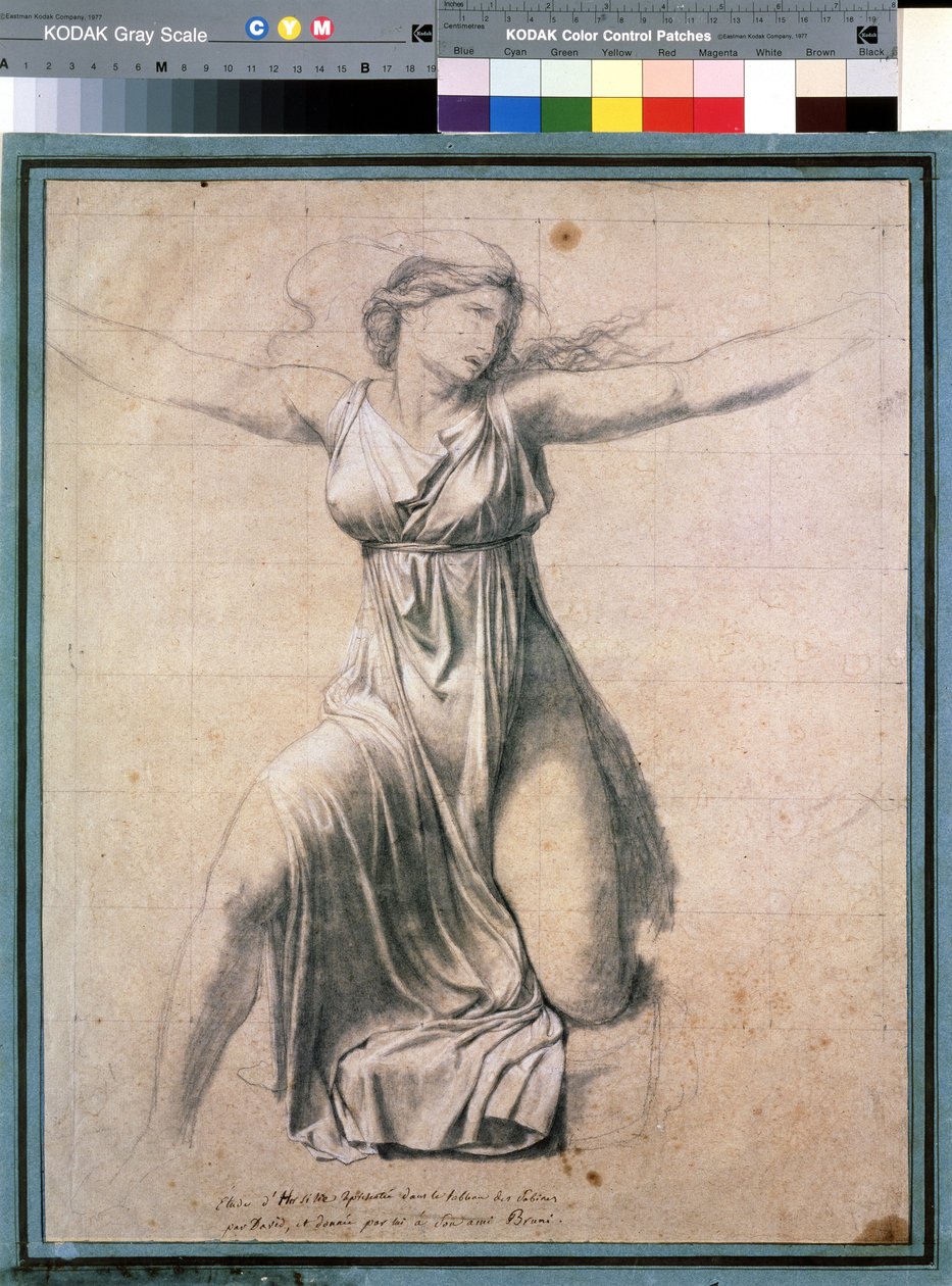 Hersilia (Hersilie)"": representasjon av en av sabinerne som griper inn mellom Romulus og Tatius, sabinernes konge. Studie til maleriet ""Les sabines"" Tegning av Jacques Louis David (1748-1825) 1795-1798 Moskva. Pushkin Museum of Fine Arts av Jacques Louis David