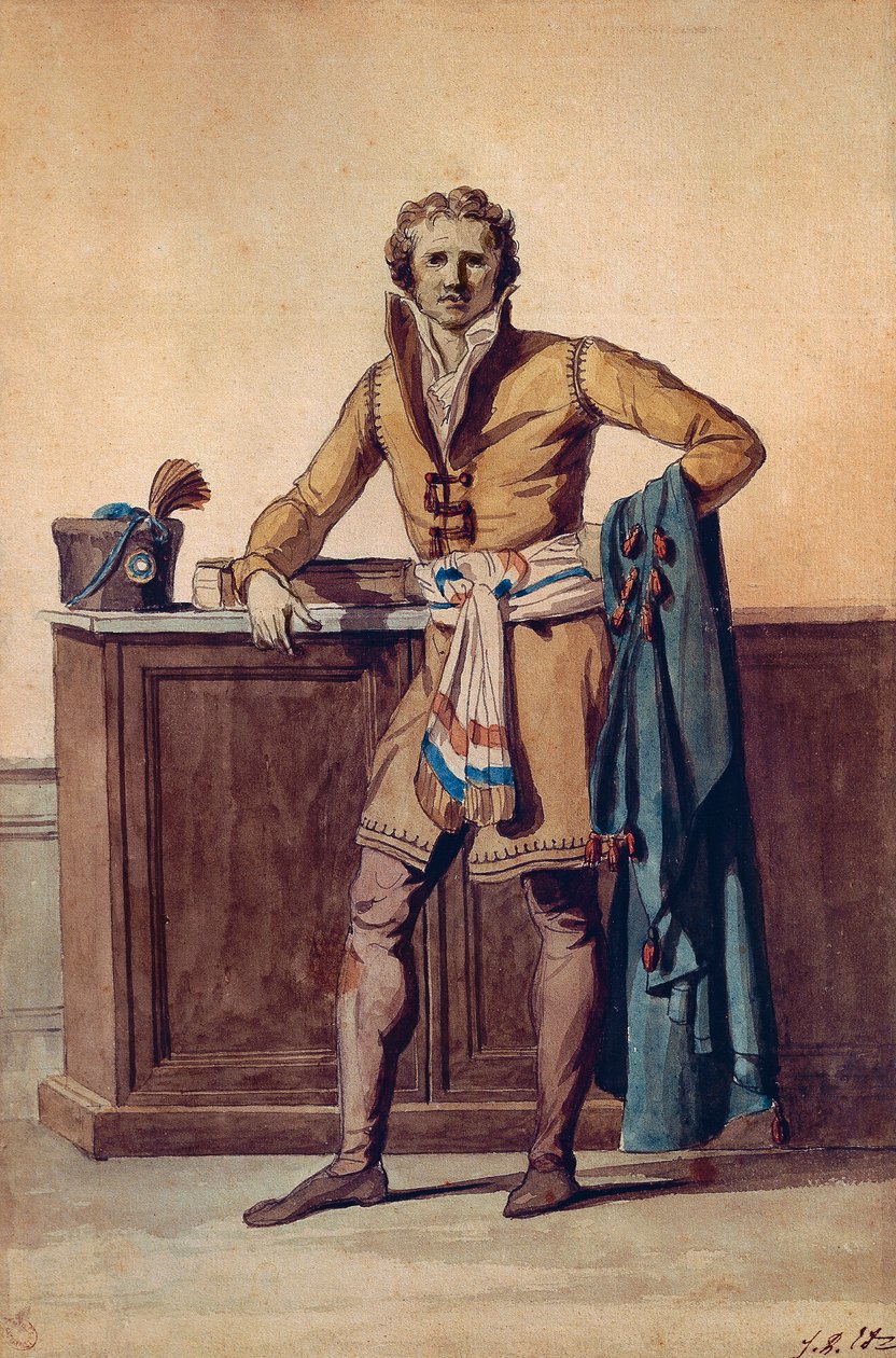 Innvendig antrekk til fransk statsborger (akvarell) av Jacques Louis David