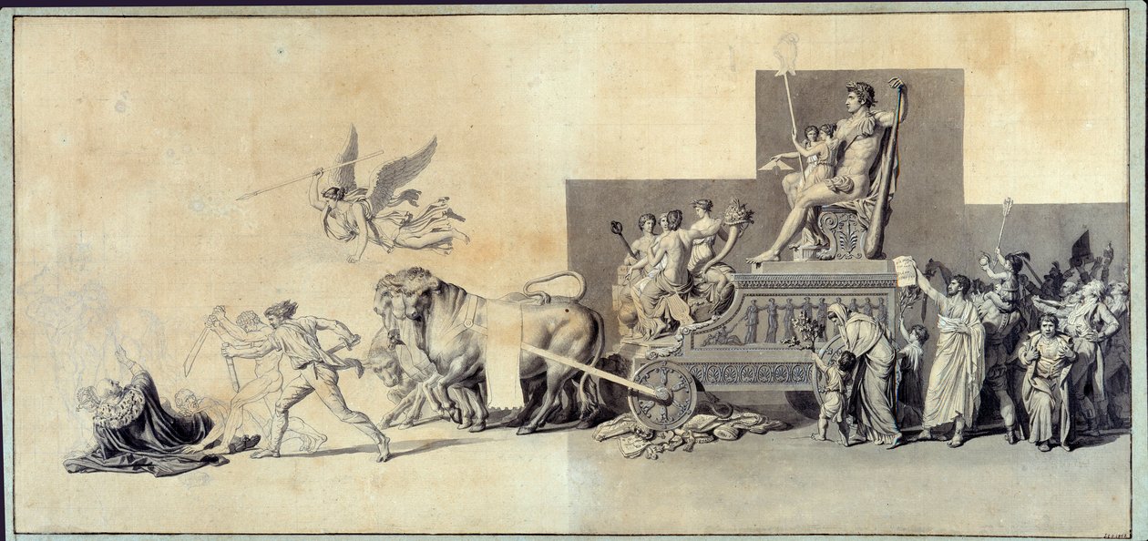 Le triumphe du peuple francais Tegning a la mine de ledet av Jacques Louis David (1748-1825) 1793 Paris, Musee Carnavalet av Jacques Louis David