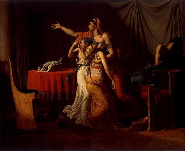 Lektorer som bærer Brutus likene til hans sønner, 1789 av Jacques Louis David