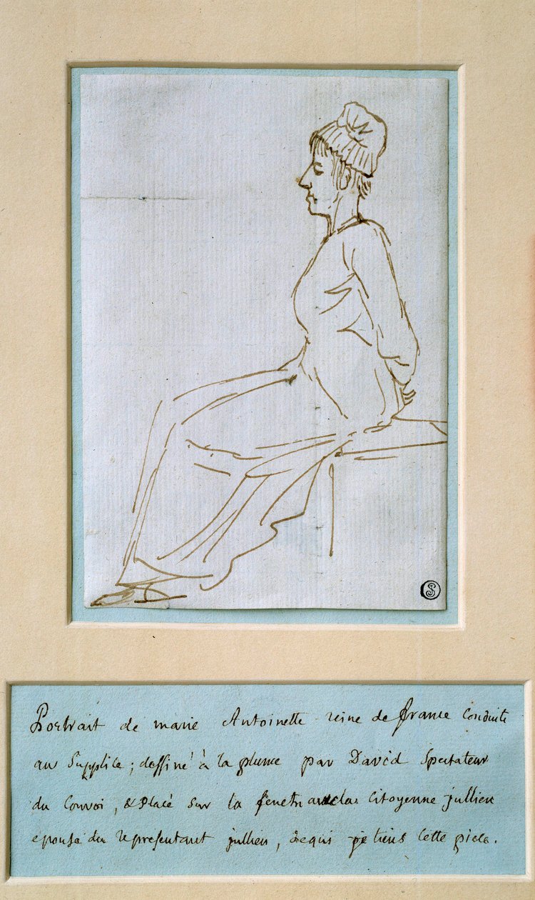 Marie Antoinette førte til tortur (1755 - 1793). Tegning av Jacques Louis David (1748-1825) av Jacques Louis David