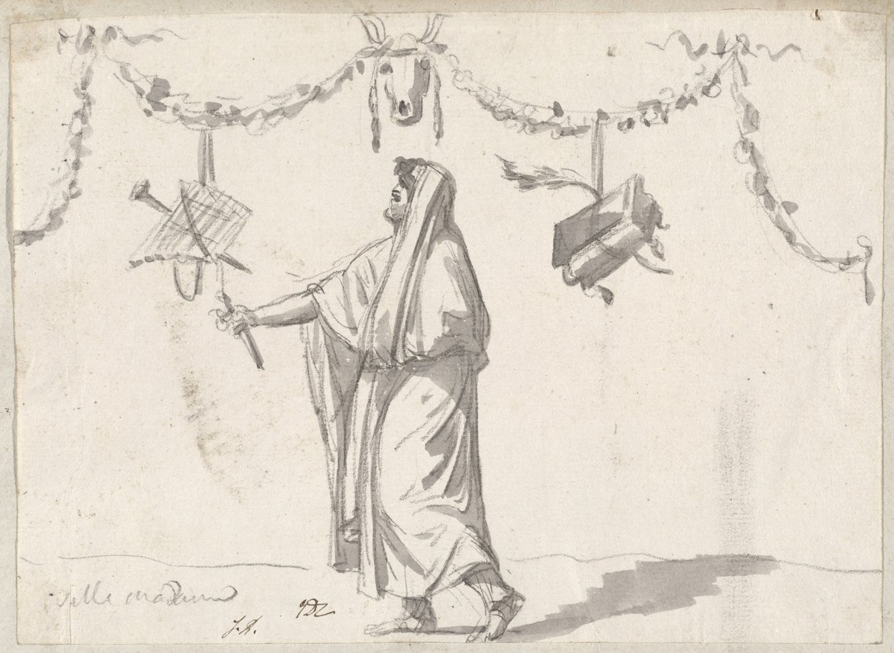 Ornament med en skjeggete mann i gammel kjole av Jacques Louis David