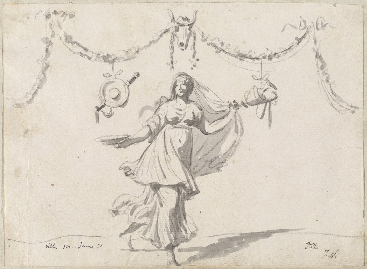 Ornament med en kvinne i gammel kjole av Jacques Louis David
