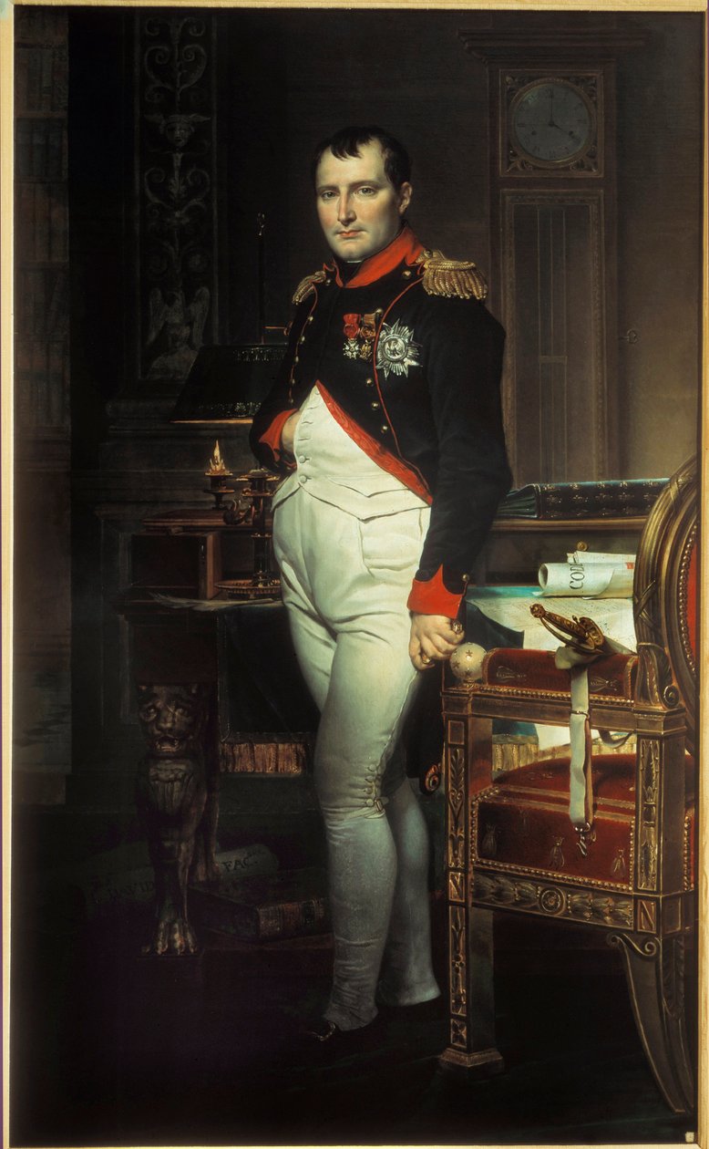 Portrett i full lengde av Napoleon I (1769-1821) i hans studie ved Tuileries-maleriet av Jacques Louis David (1748-1825) 1812 Privat samling. av Jacques Louis David