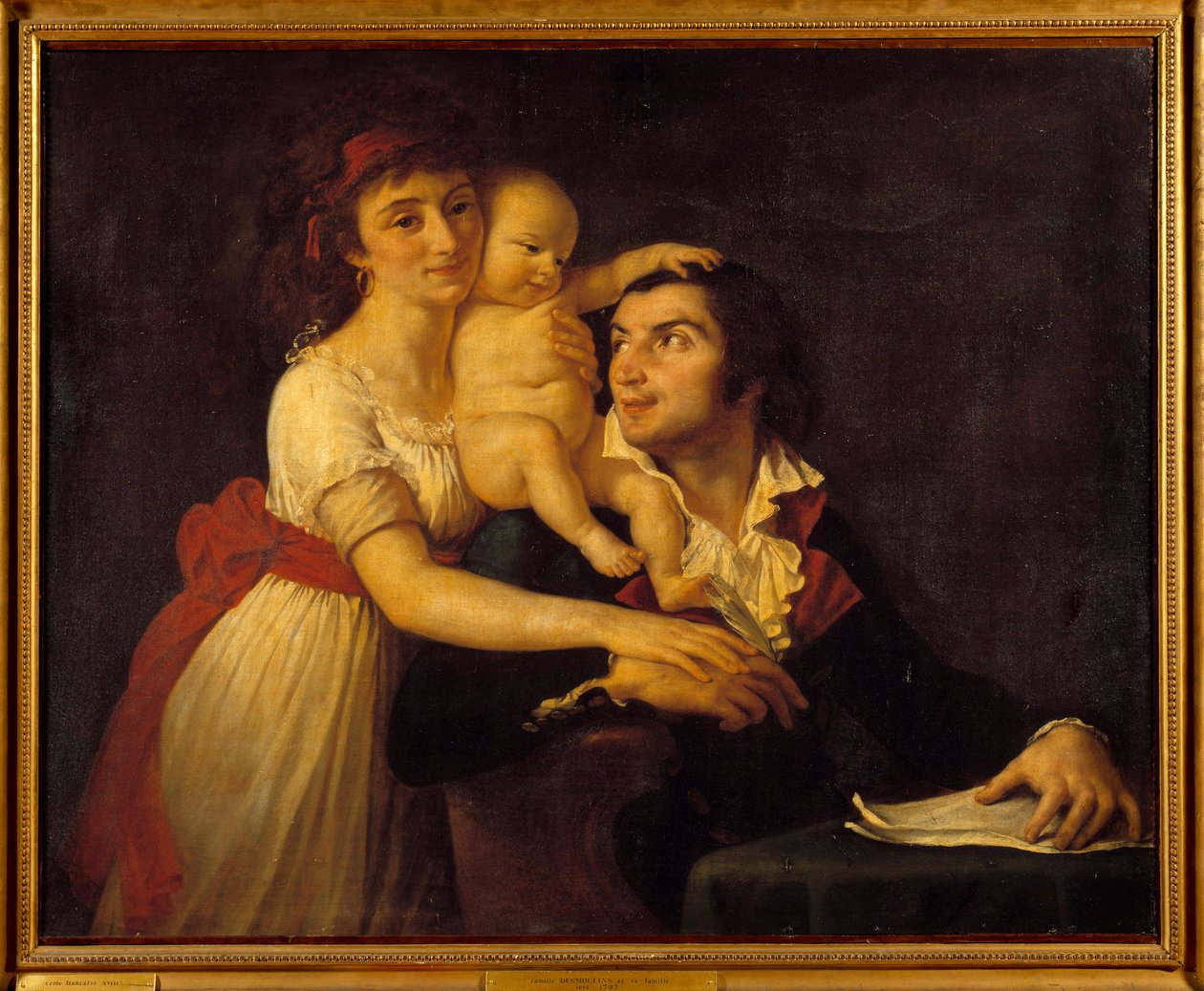 Portrett av Camille Desmoulins (1760-1794) hans kone Lucile (1771-1794) og deres sønn Horace Camille (1792-1825) Maleri av Jacques Louis David (1748-1825) 1700-talls søn. 1x1,23 m. Versailles, Chateau-museet av Jacques Louis David
