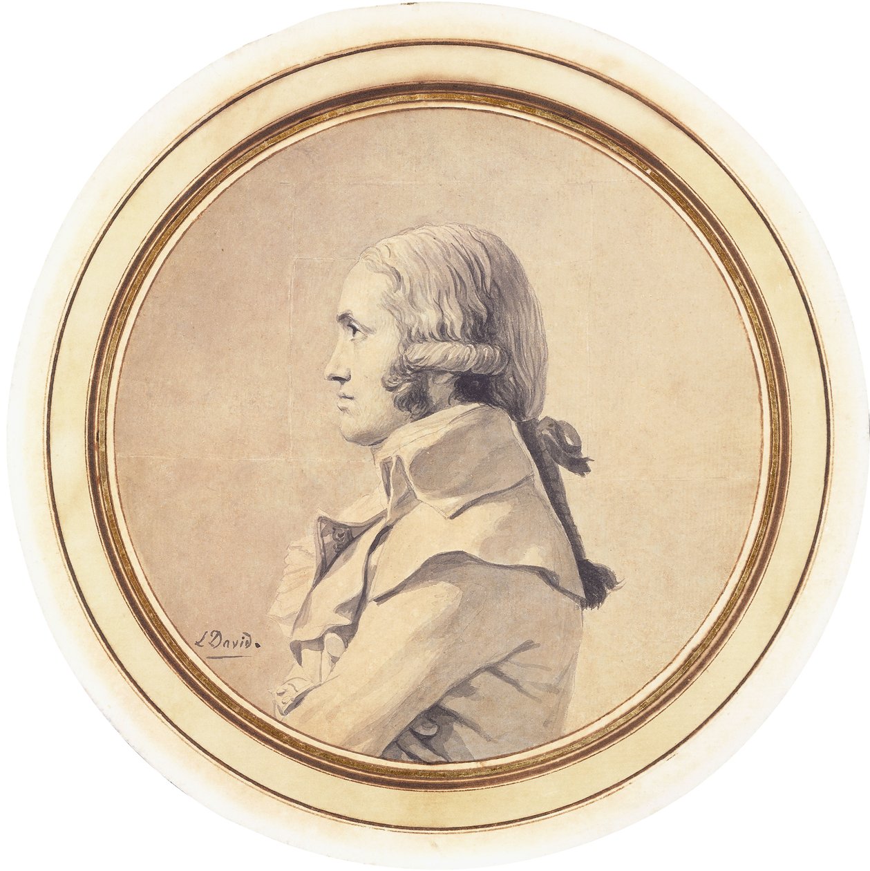 Portrett av Joseph-Nicolas Barbeau Dubarran, halvlang, armene foldet av Jacques Louis David