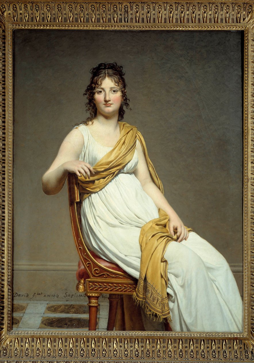 Portrett av Madame Raymond Verninac (1780-1827) Søster til Eugene Delacroix Maleri av Jacques Louis David (1748-1825) 1799 Søn. 1,45 x 1,12 m. Musee du Louvre, Paris - Portrett av Madame Raymond de Verninac (1780-1827), søster av Eugene Delacroix. Paintin av Jacques Louis David