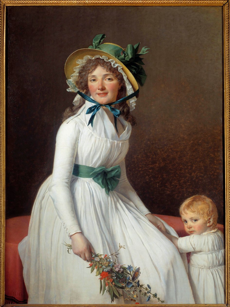 Portrett av Madame Seriziat, søster til kona til kunstneren med sønnen Emile Maleri av Jacques Louis David (1748-1825) 1793 Søn. 1,31x0,96 m Paris musee du Louvre - Portrett av Madame Seriziat, kones søster til kunstneren med sønnen Emile. Maleri av Jacques Louis David