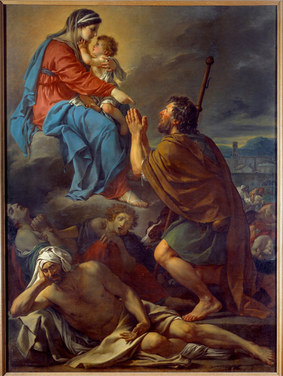Saint Roch ber til jomfruen om opphør av pesten. Maleri av Jacques Louis David (1748-1825) av Jacques Louis David