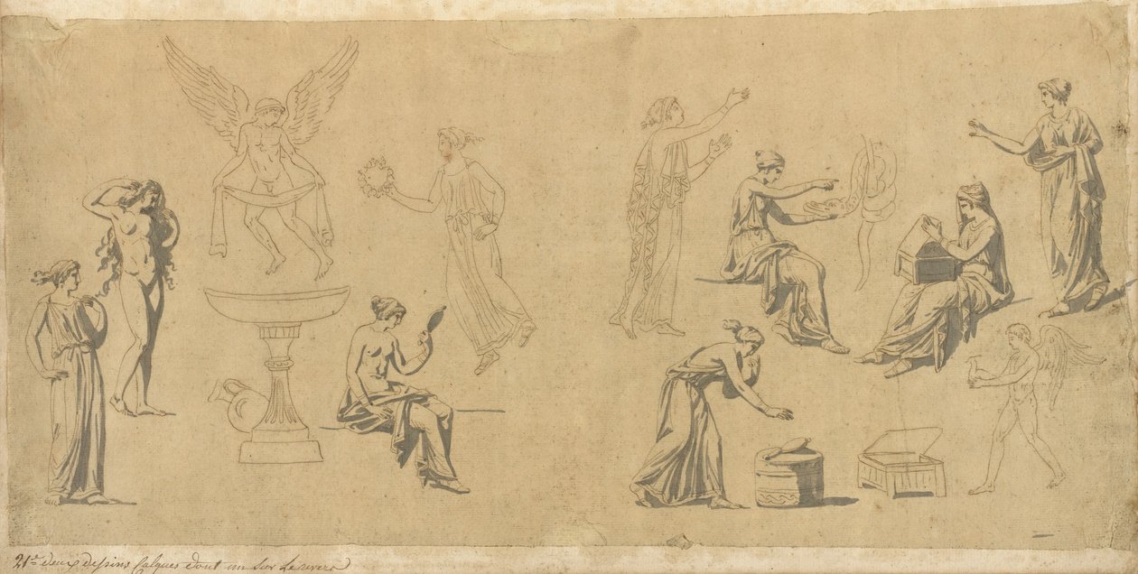 Studier av klassiske kvinner, med Eros av Jacques Louis David