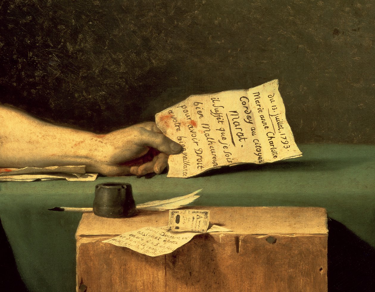 The Death of Marat (detalj), 1793 av Jacques Louis David