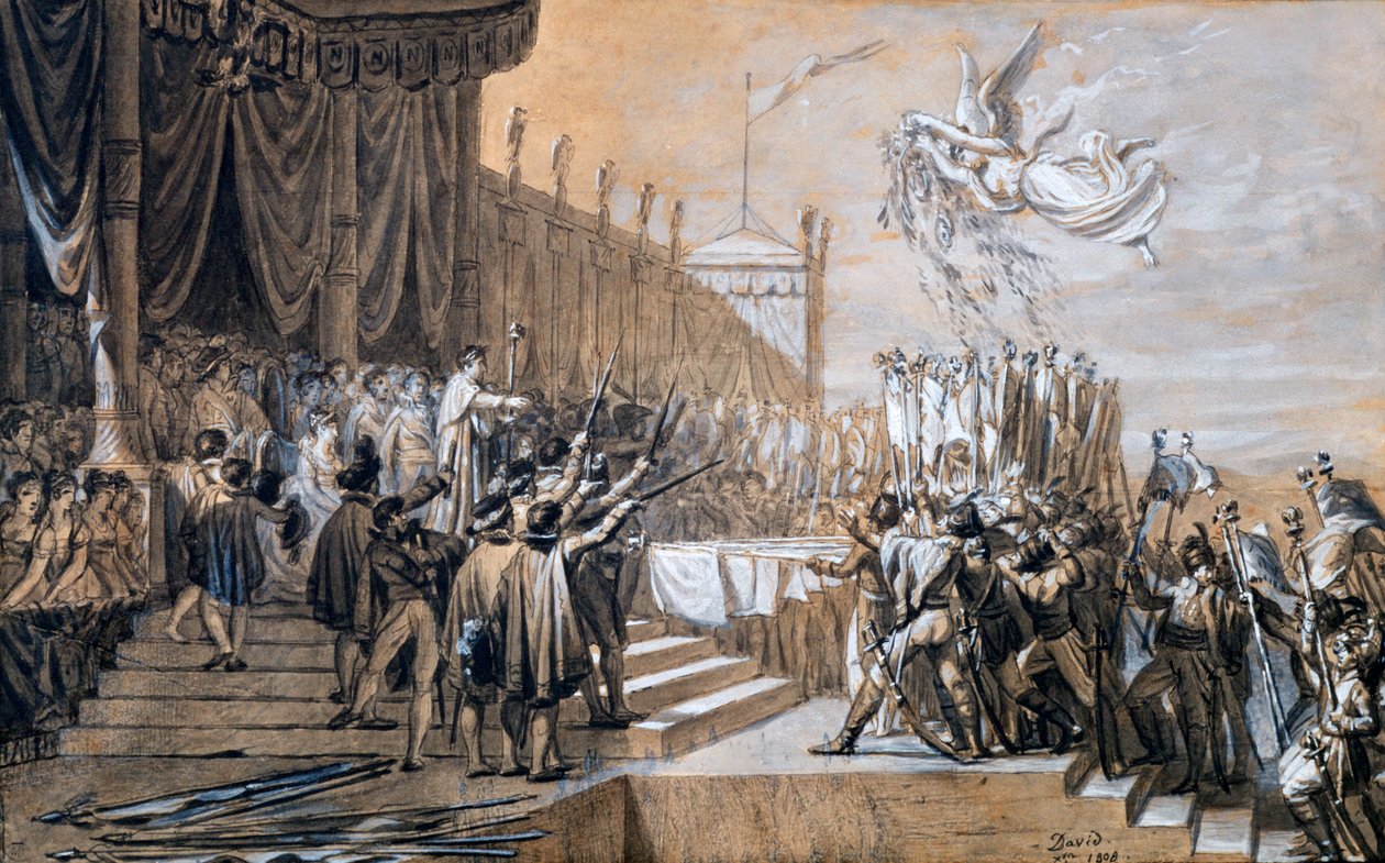 The Distribution of the Eagle Standards, 5. desember 1804, 1808. av Jacques Louis David