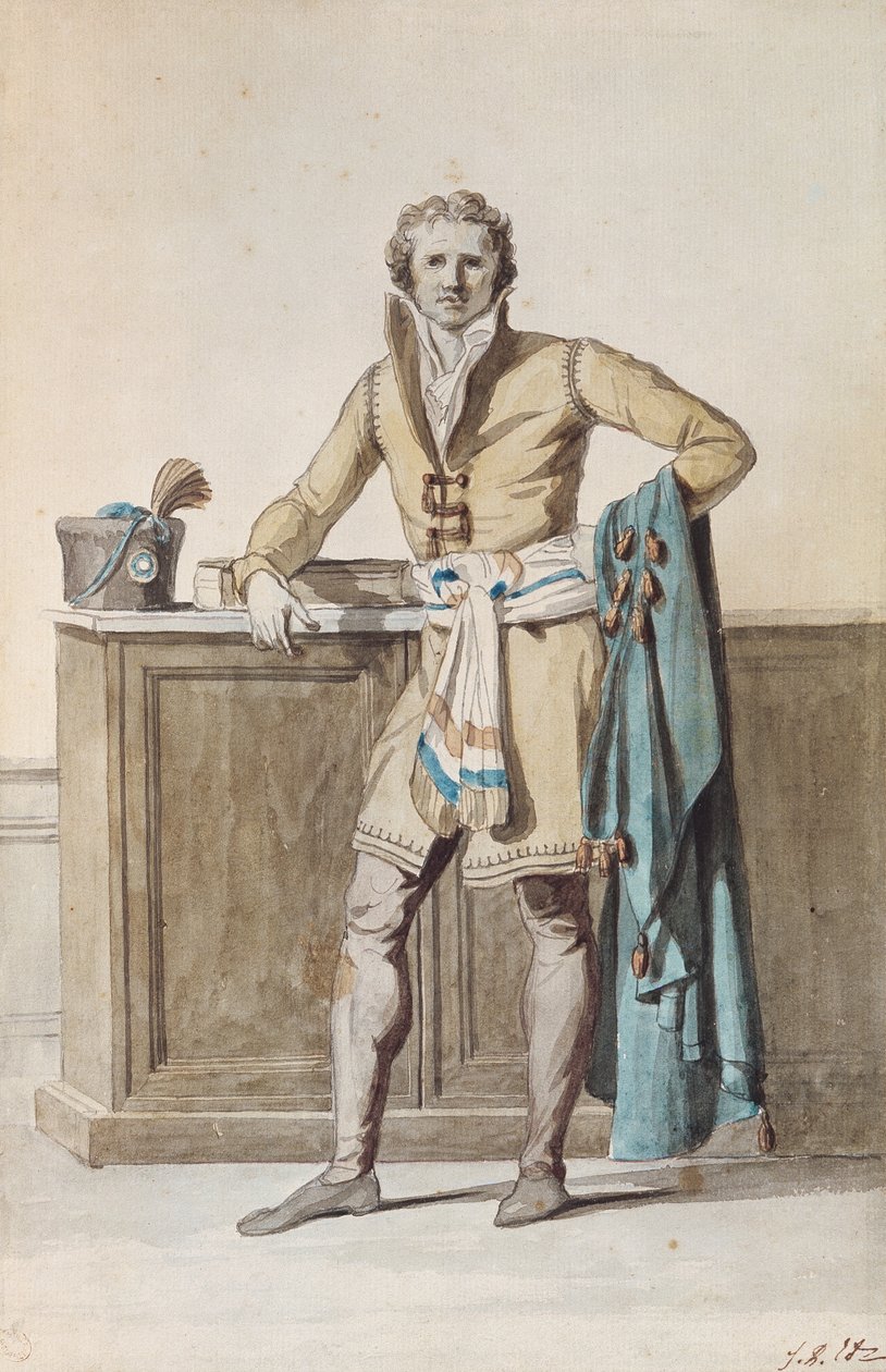 Den franske borgeren (penn og blekk og akvarell på papir) av Jacques Louis David