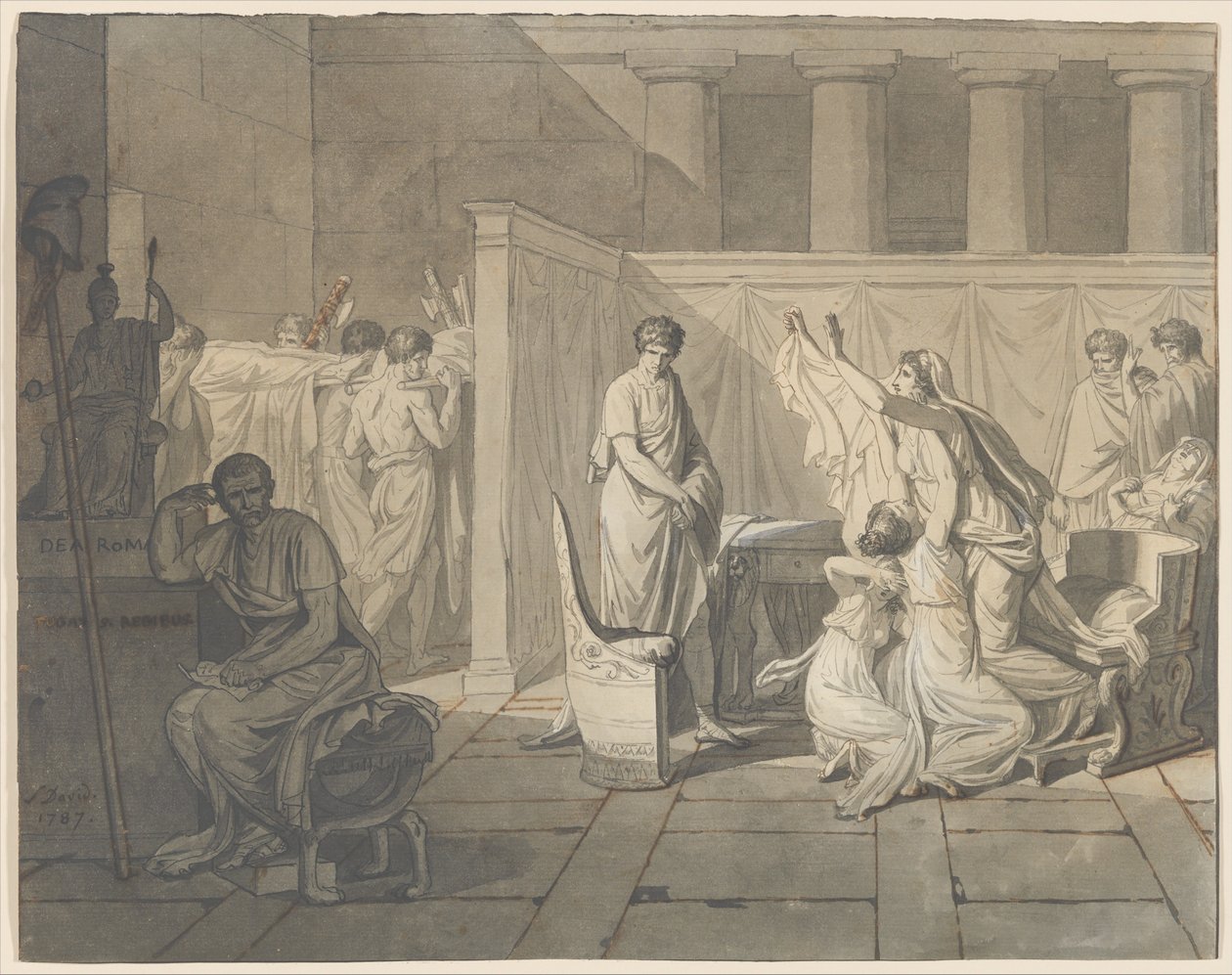 Liktoerne bringer Brutus likene av sønnene hans av Jacques Louis David