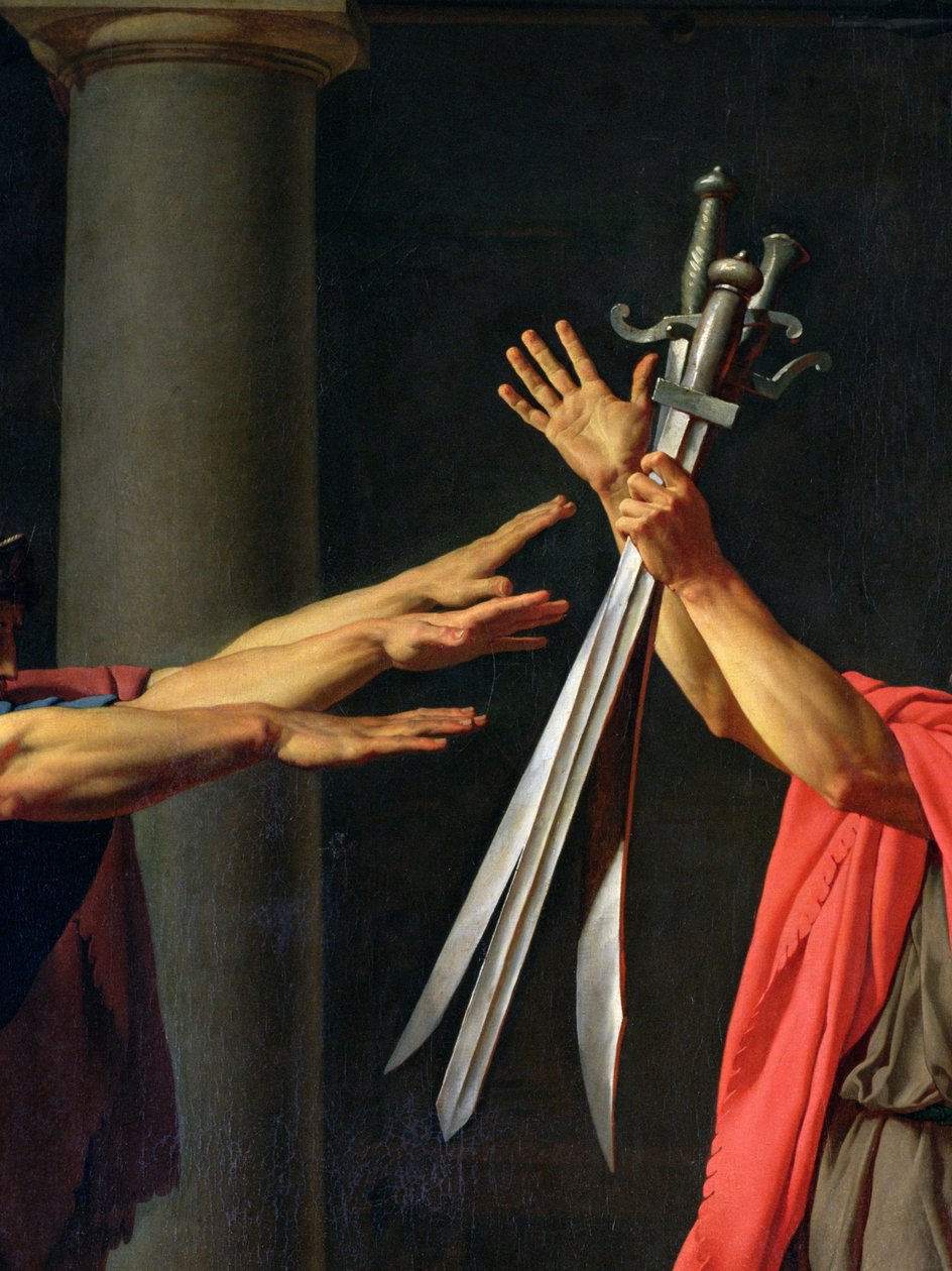 The Oath of Horatii, 1784 olje på lerret detalj av 2290 av Jacques Louis David