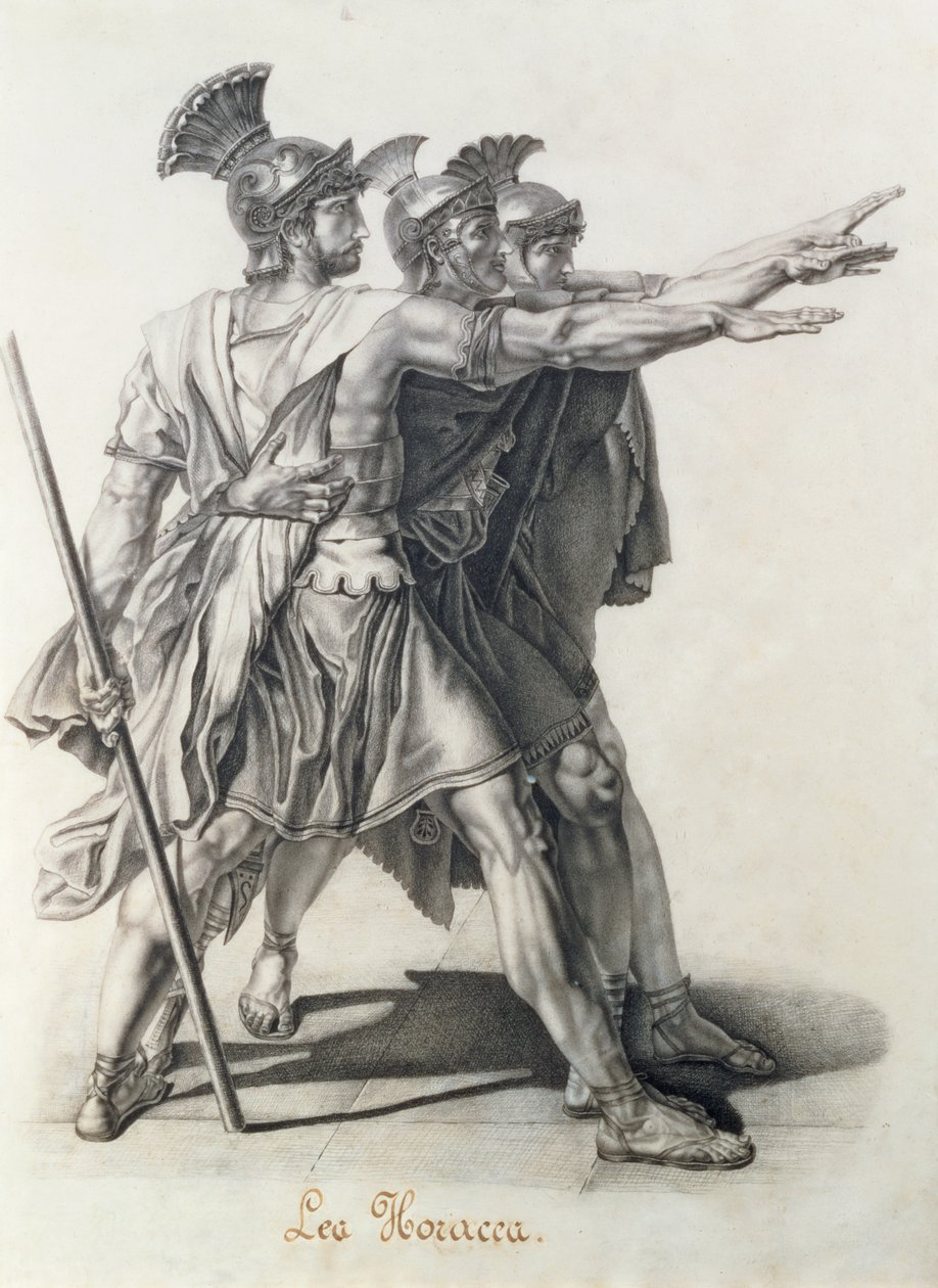 The Oath of the Horatii, detalj av Horatii (blyant) av Jacques Louis David