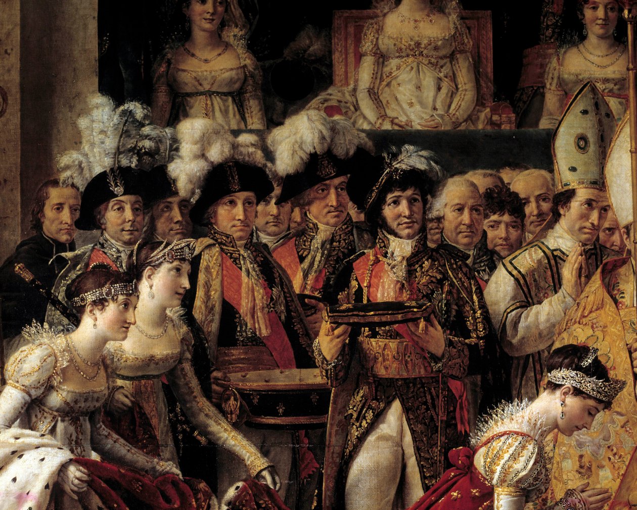 Napoleons rite. Detalj som representerer Josephine hans tilhengere og Philippe Henri, markis av Segur (1724-1801); Jannot de Moncey (hertug av Conegliano av Jacques Louis David