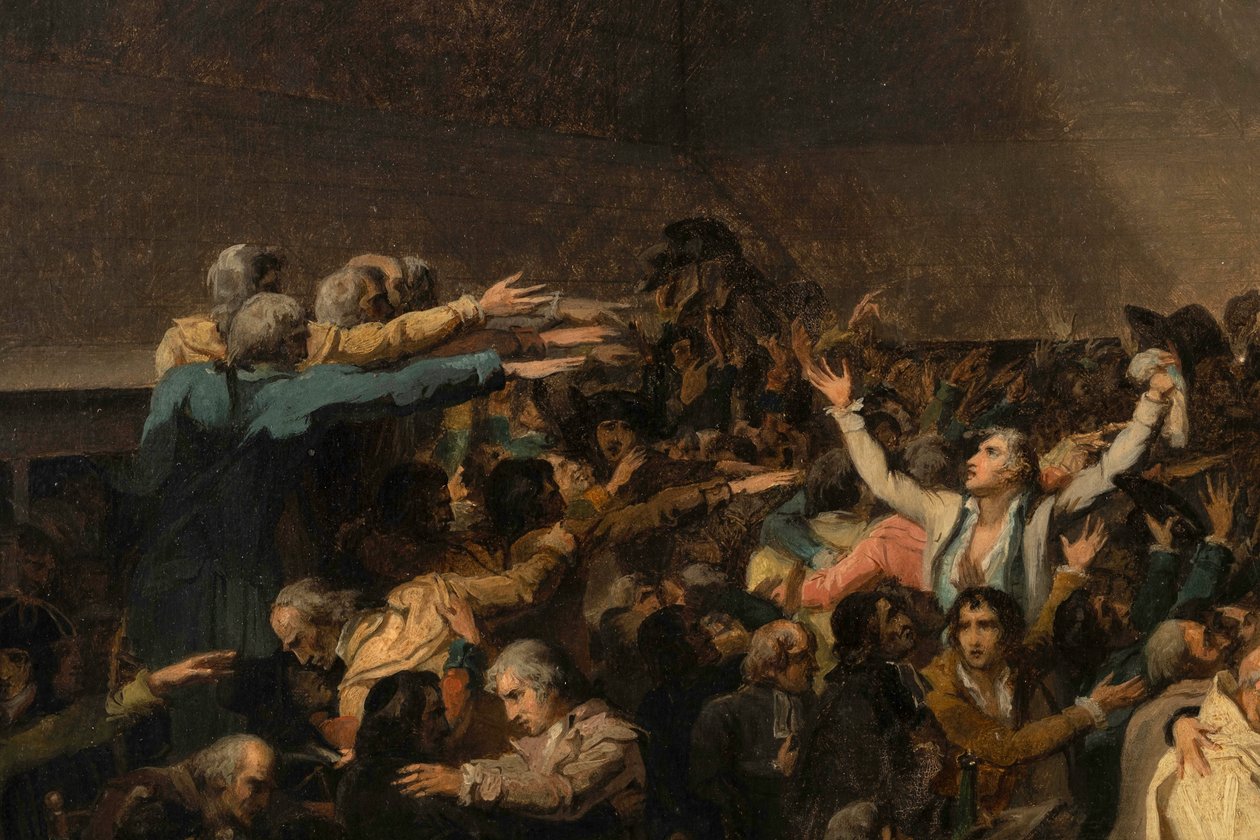 Tennisbaneeden, 20. juni 1789, detalj av Jacques Louis David