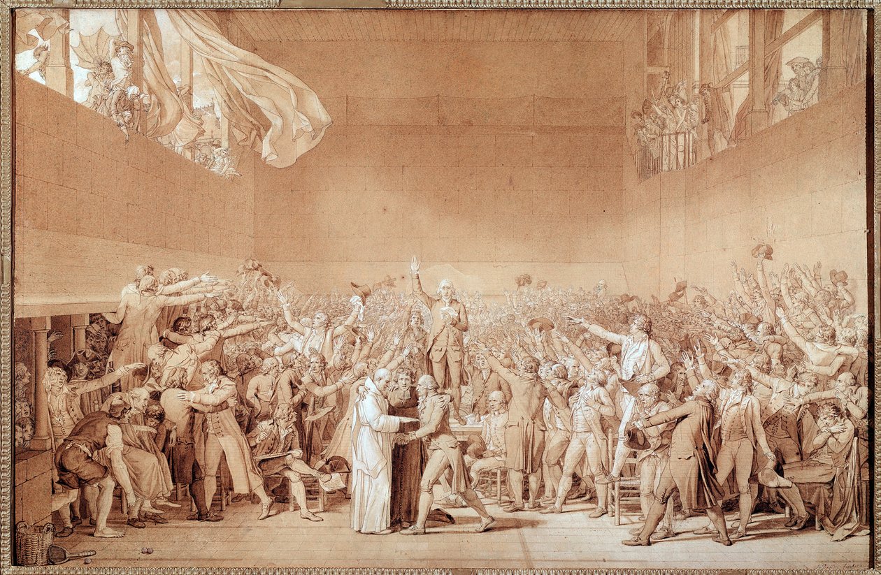 Tennisbanens ed (forberedende tegning av Jacques Louis David
