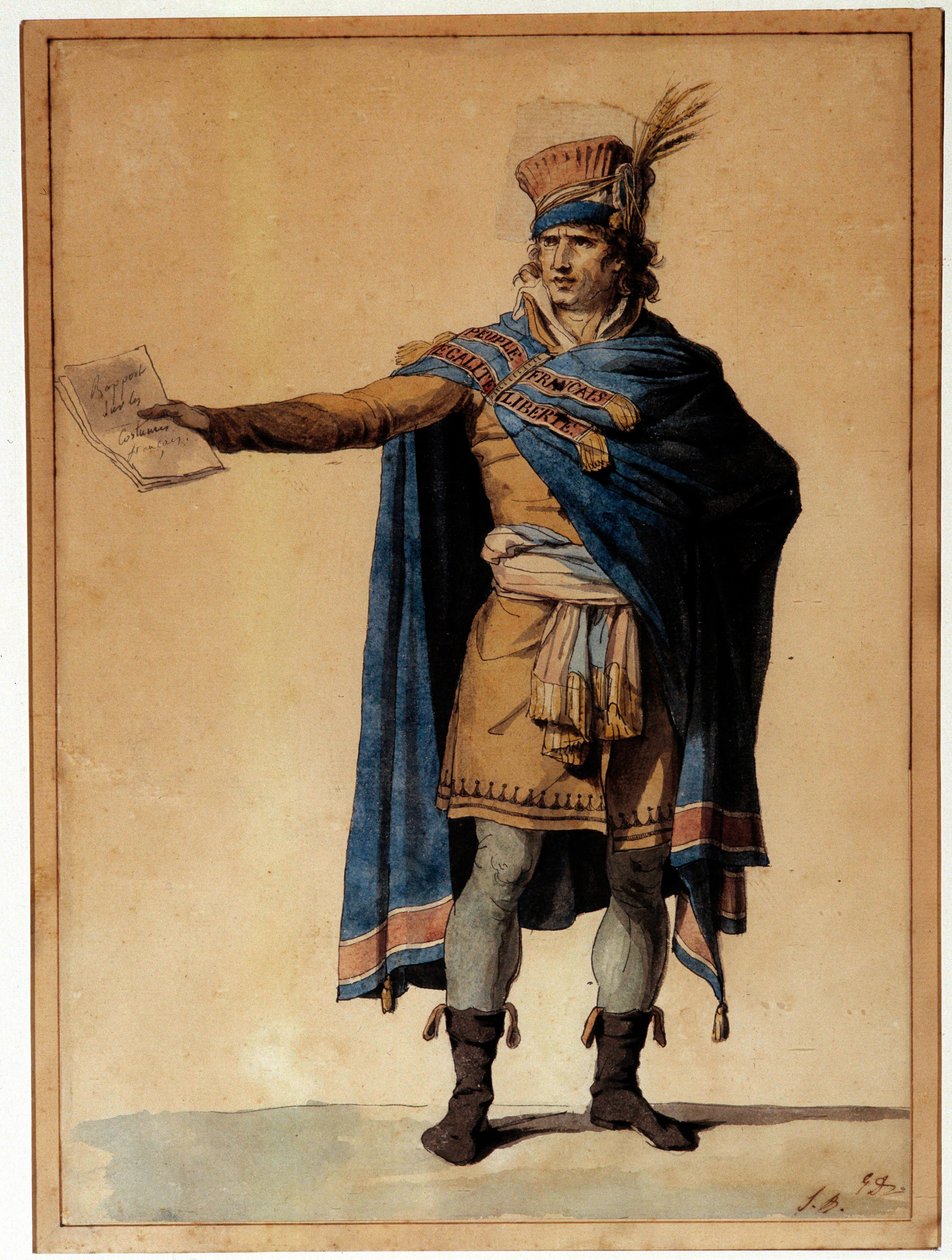 Representanten for folket i embetet Karakteren legemliggjør mannen med rettferdighet og offentlig orden under den franske revolusjonen. Akvarell av Jacques Louis David (1748-1825) 1789 Paris, Musee Carnavalet av Jacques Louis David