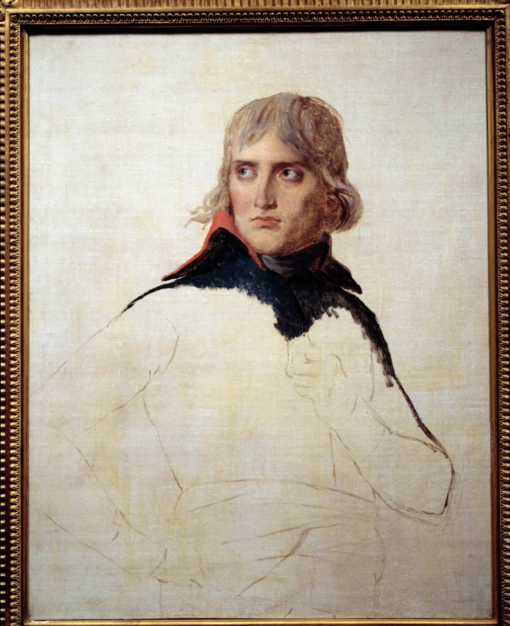 Unfinished Portrait of Napoleon Bonaparte (1769-1821) in General Painting by Louis David (1748-1825) Around 1798. Dim. 0,81x0,65 m. av Jacques Louis David