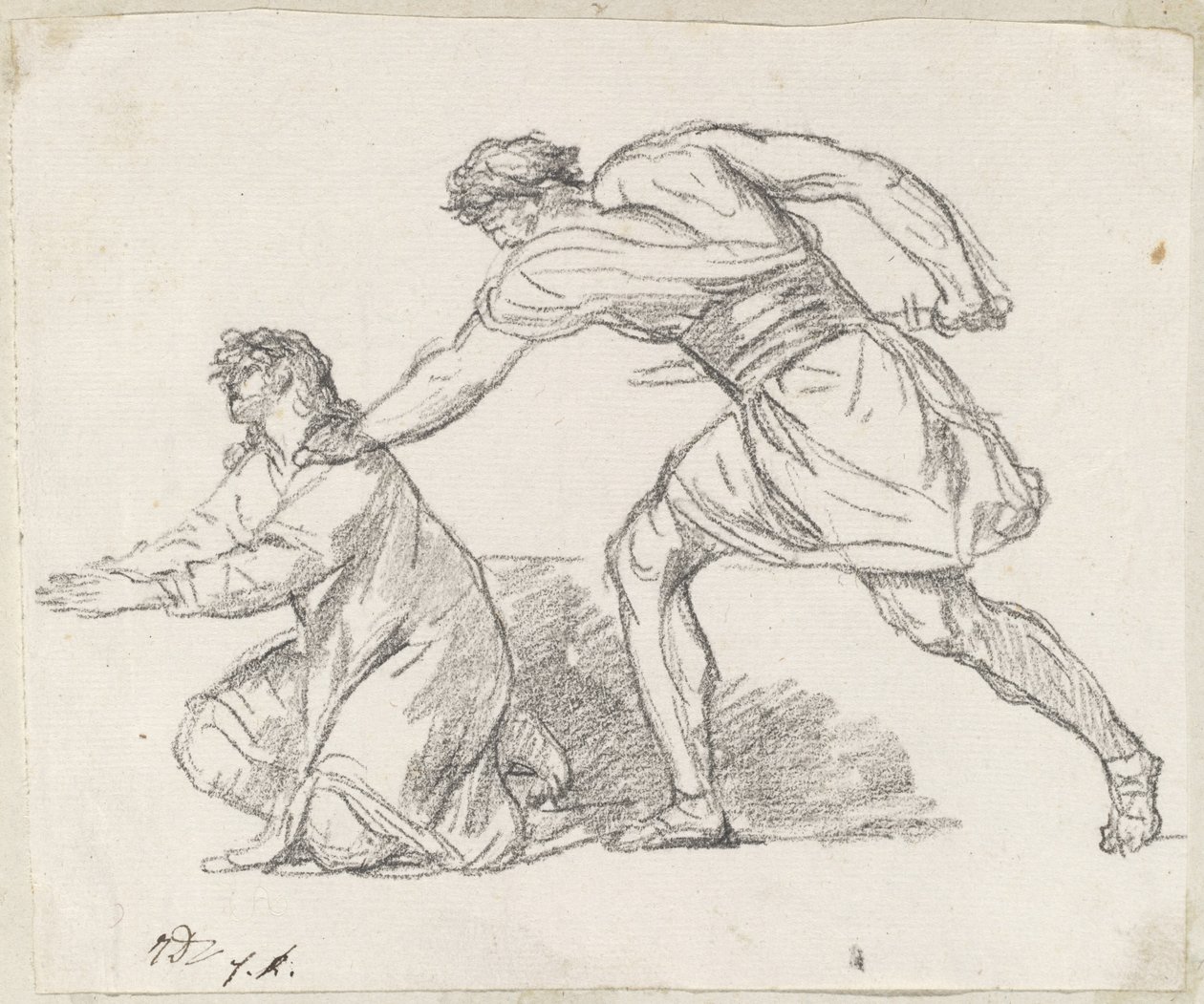 Kriger som griper en knelende figur av Jacques Louis David