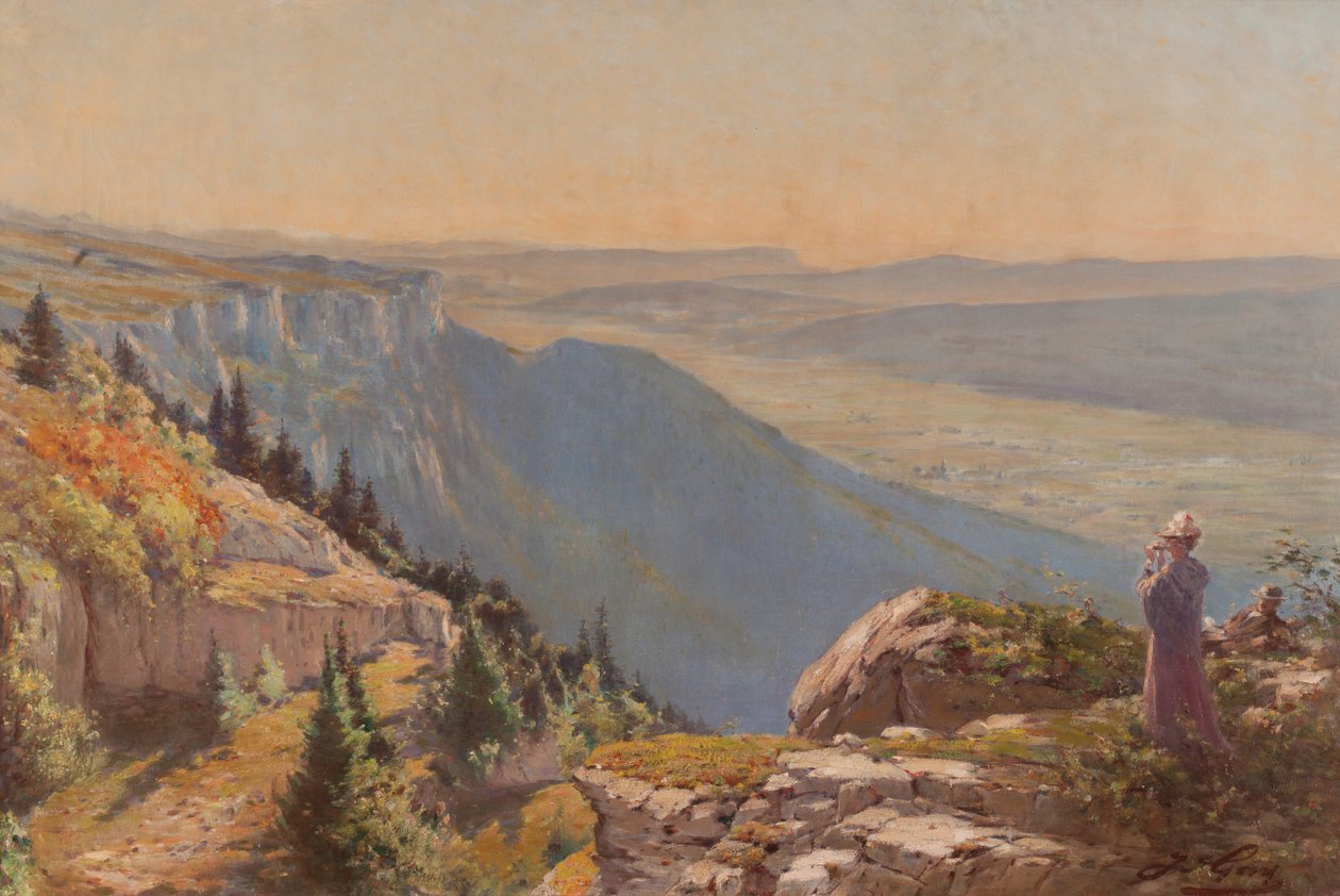 Vercors-platået (sett fra Les Ramées) (Olje på lerret) av Jacques Louis Gay