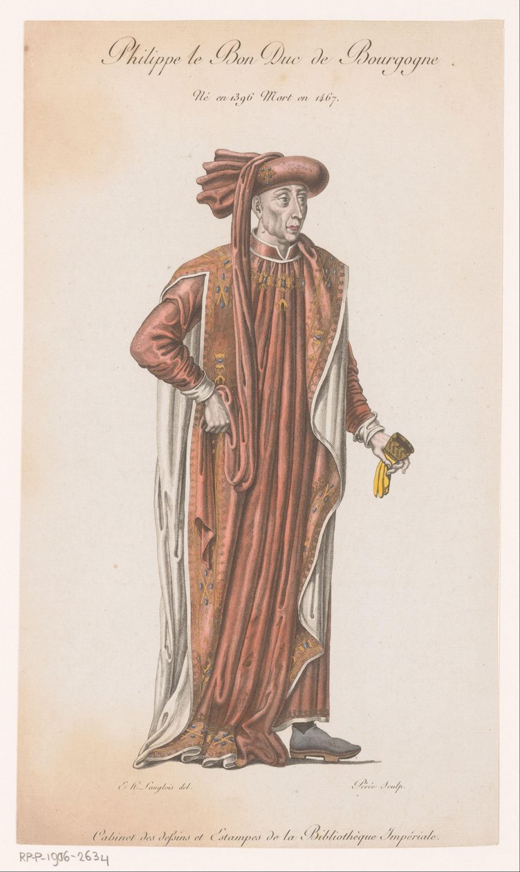Portrett av Filip den gode Philippe le Bon Duc de Bourgogne (tittel på objekt) av Jacques Louis Perée