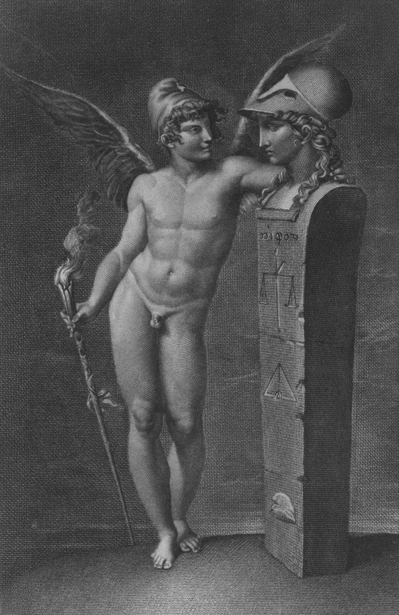 The Spirit of Liberty etablerer visdommens imperium på jorden, etter 1791. av Jacques Louis Perée